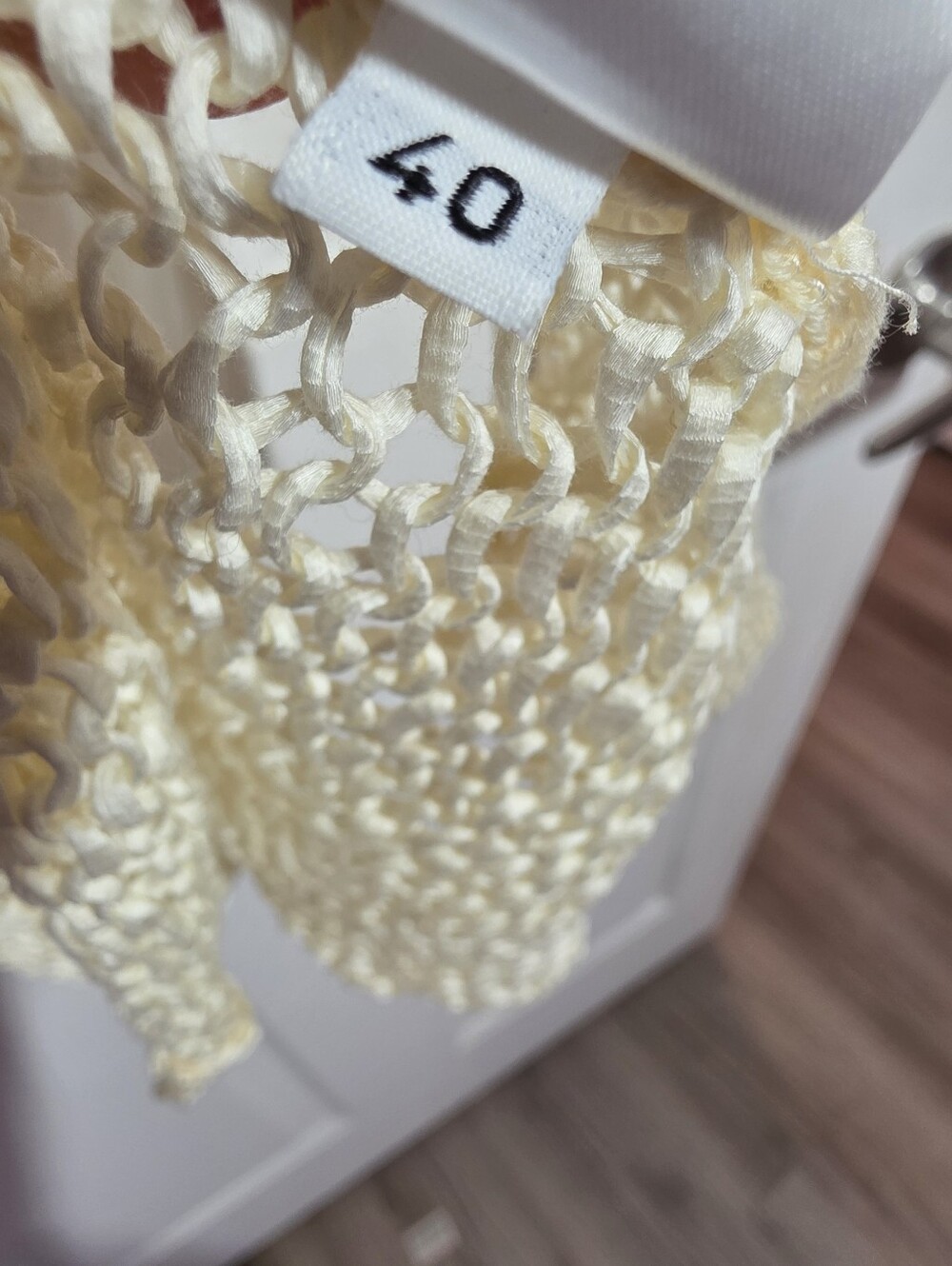 Sheer Open-Knit Cream Long-Sleeve Sweater - Picture 6 of 11